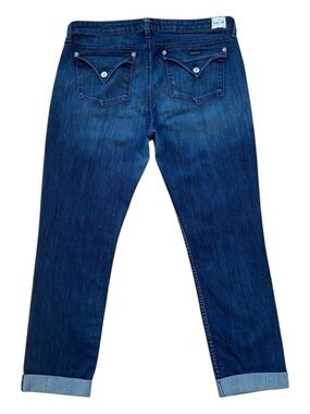 Hudson Bacara Jeans Size 32 Straight Leg Crop Cuff Blue Stretch Denim mid